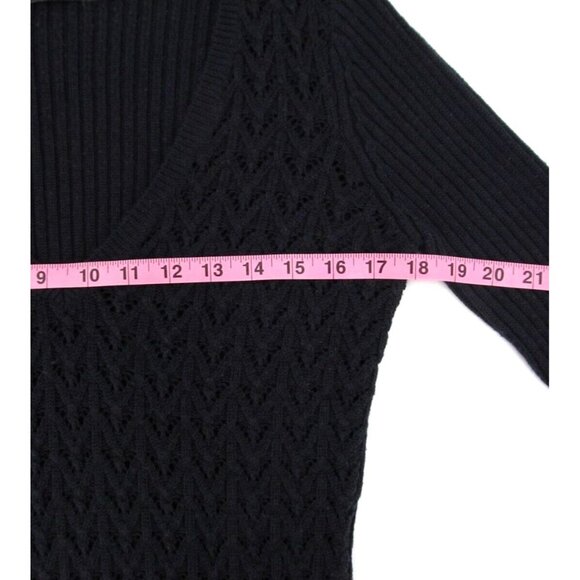 Vintage The Limited Sweater Womens Small Navy Blue Cable Knit V-Neck Wool Y2K - Picture 7 of 12